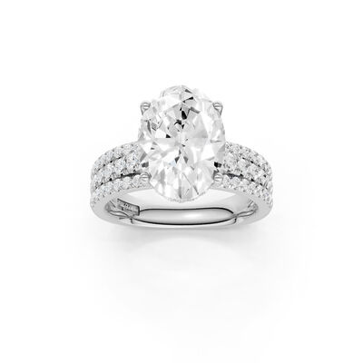 Oval Lab Grown 4.75ctw. Diamond With Brilliant-Cut Multi-Row Engagement Ring in 14k White Gold